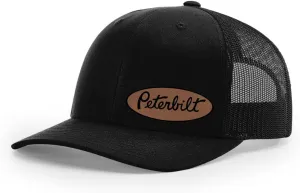Peterbilt Truck Logo Side Panel Laser Engraved Leather Patch Richardson 112 Snapback Trucker Hat Cap