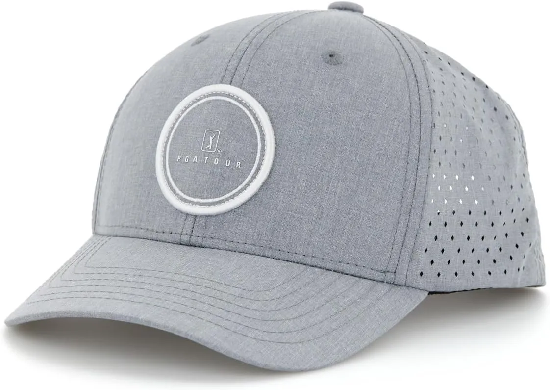 PGA TOUR Mens Heather Performance Golf Cap with Sun Protection and Moisture-Wicking Fabric