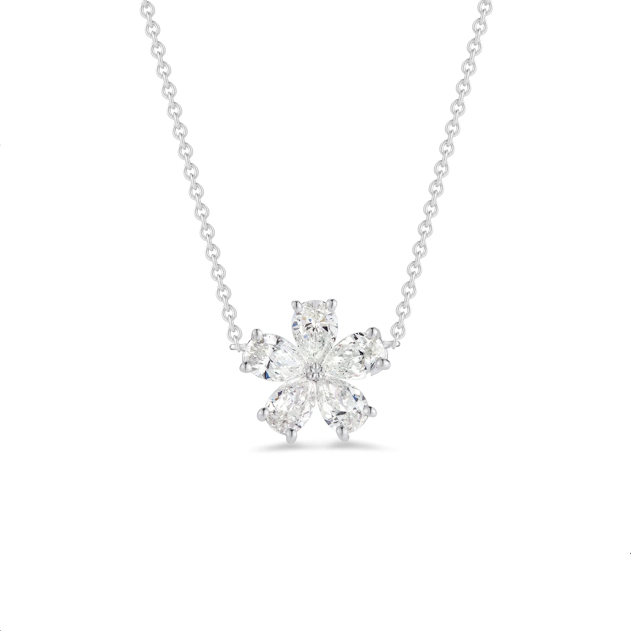 Prong-set Diamond Flower Necklace