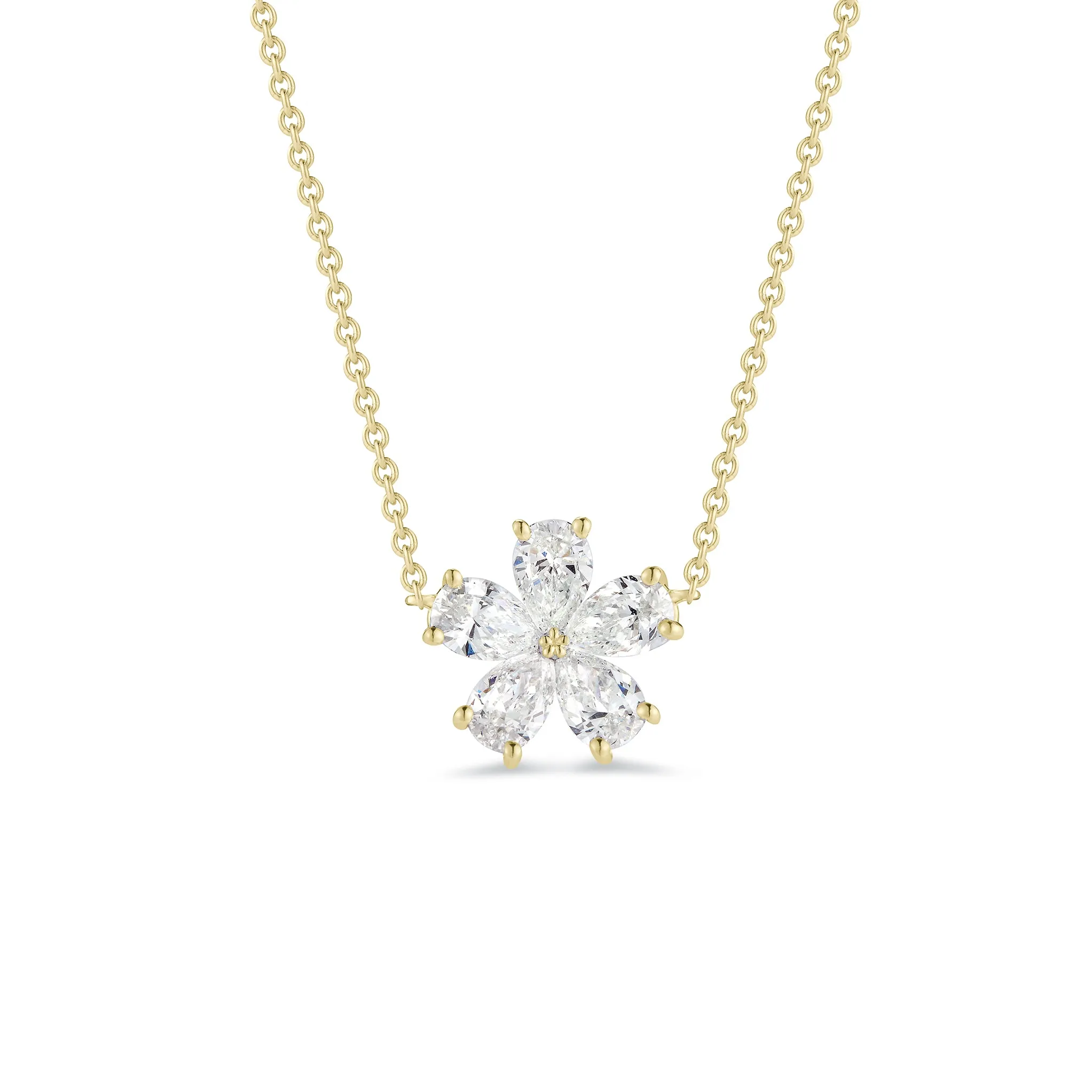 Prong-set Diamond Flower Necklace