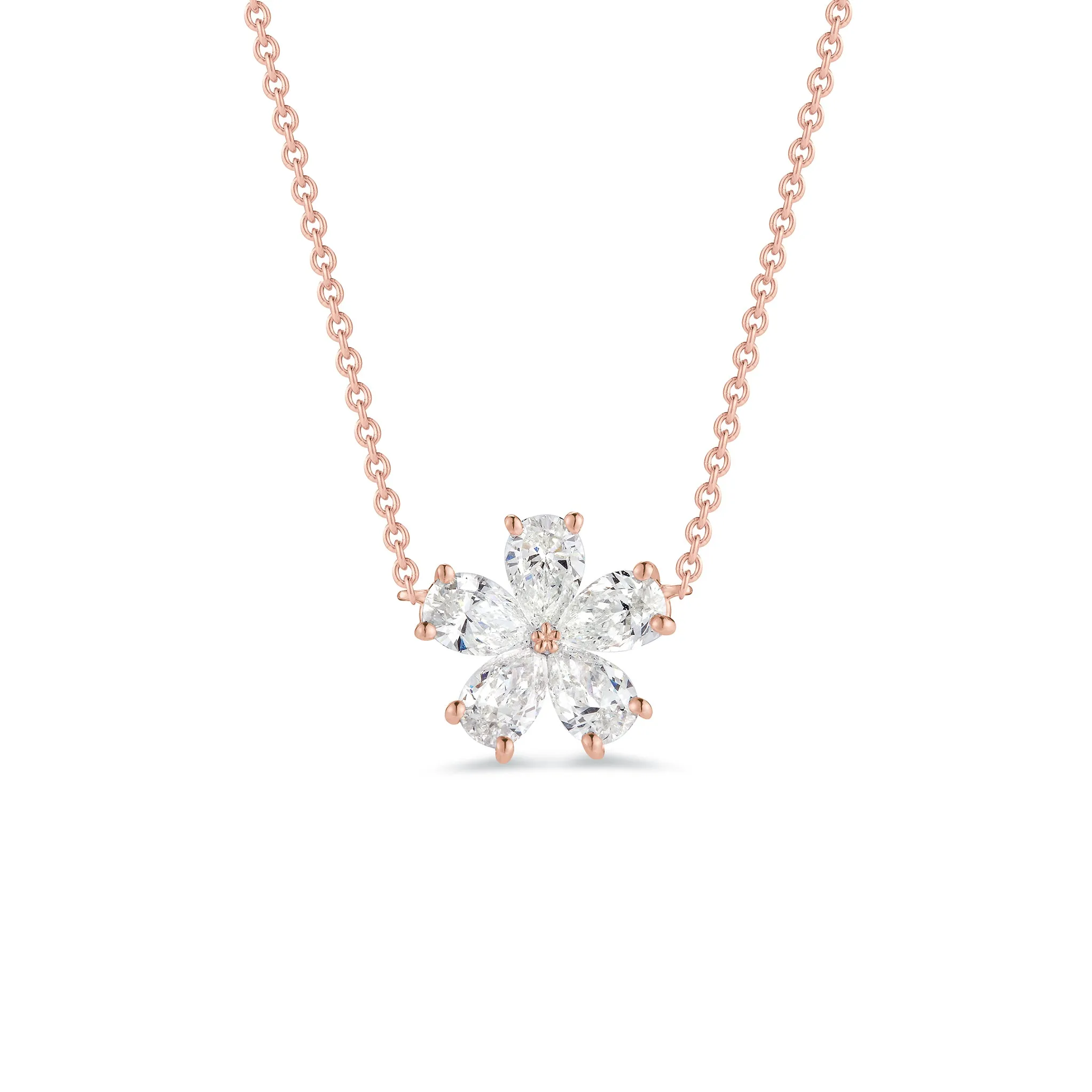 Prong-set Diamond Flower Necklace