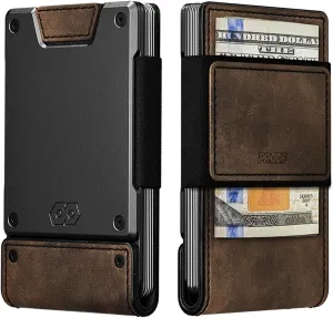 PROOF Wallet | Slim Minimalist Wallets for Men | Leather & Metal | RFID Wallet | Front/Back Pocket | Gift Box | Veteran Owned