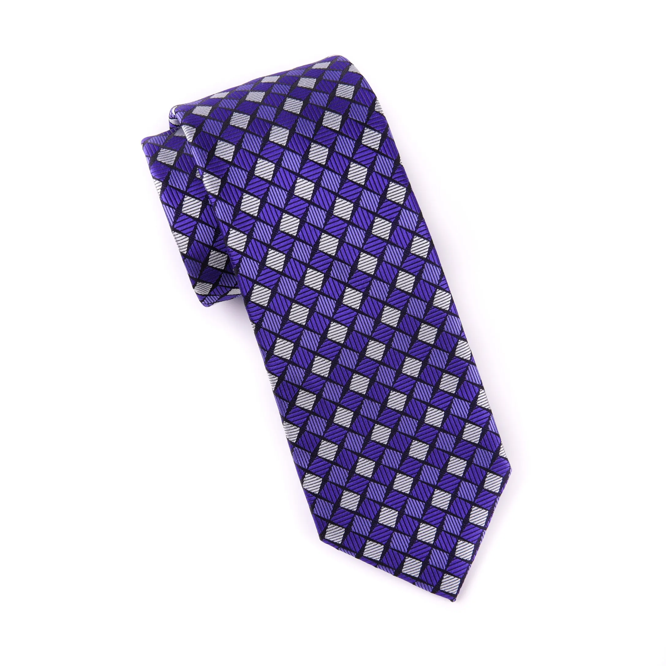 Purple Check 3" Italian Necktie Business Formal Elegance For Smart Men's Ego