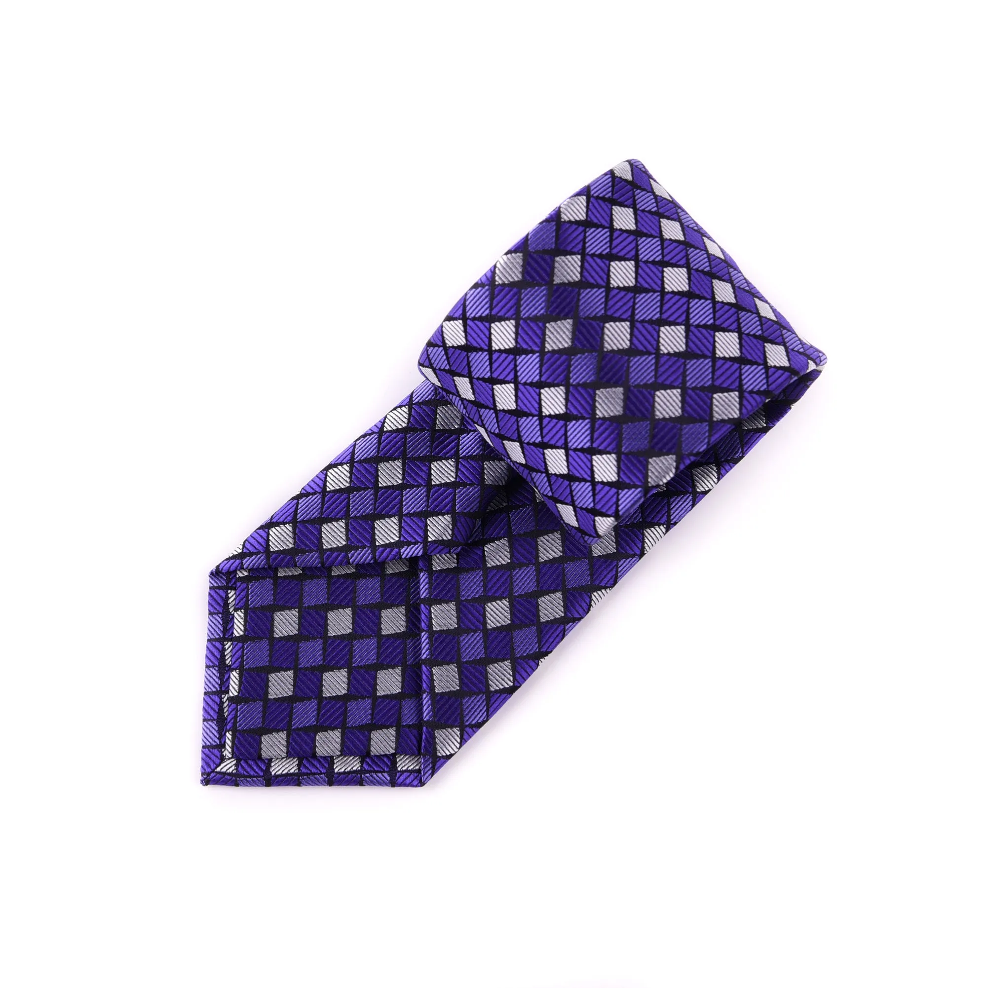 Purple Check 3" Italian Necktie Business Formal Elegance For Smart Men's Ego