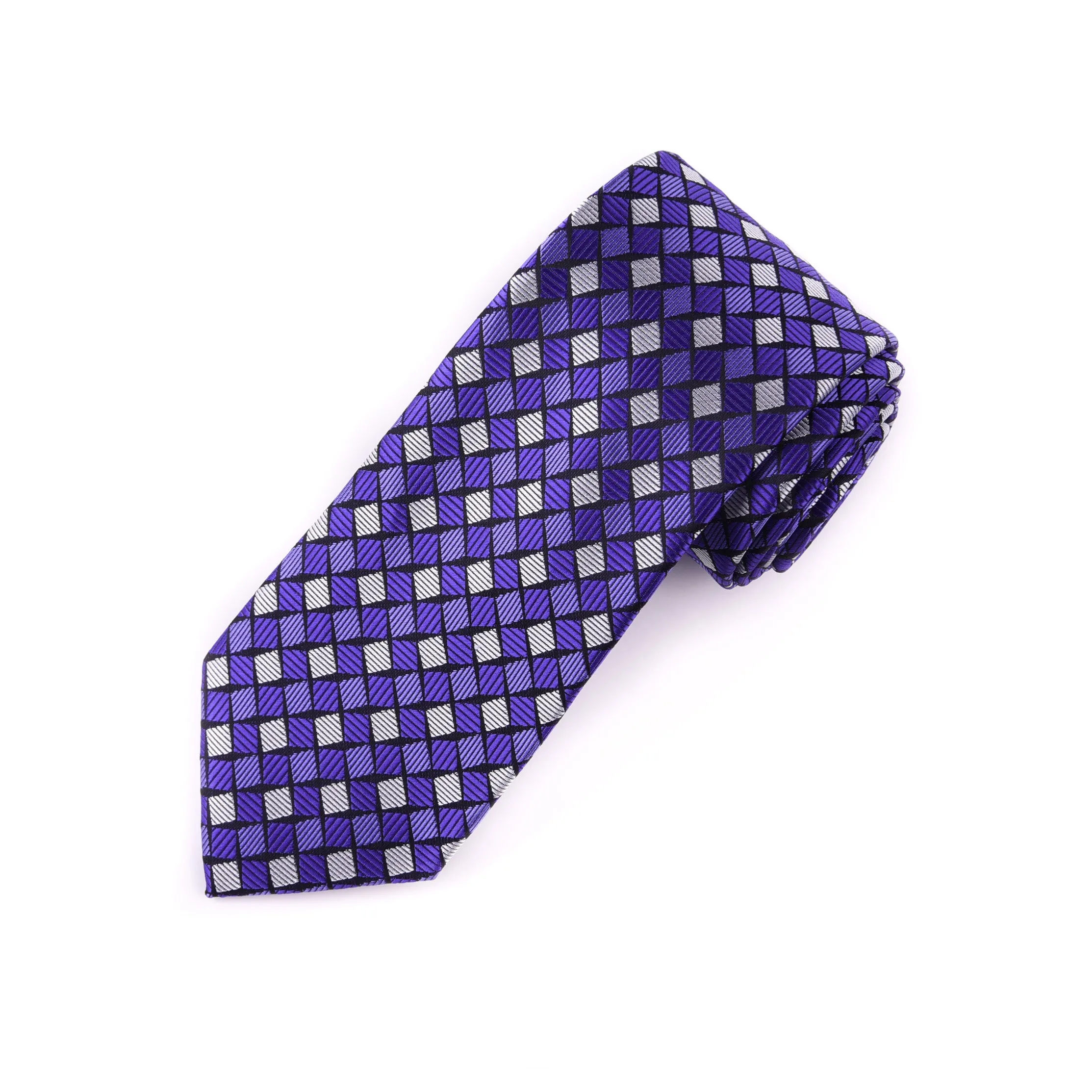 Purple Check 3" Italian Necktie Business Formal Elegance For Smart Men's Ego