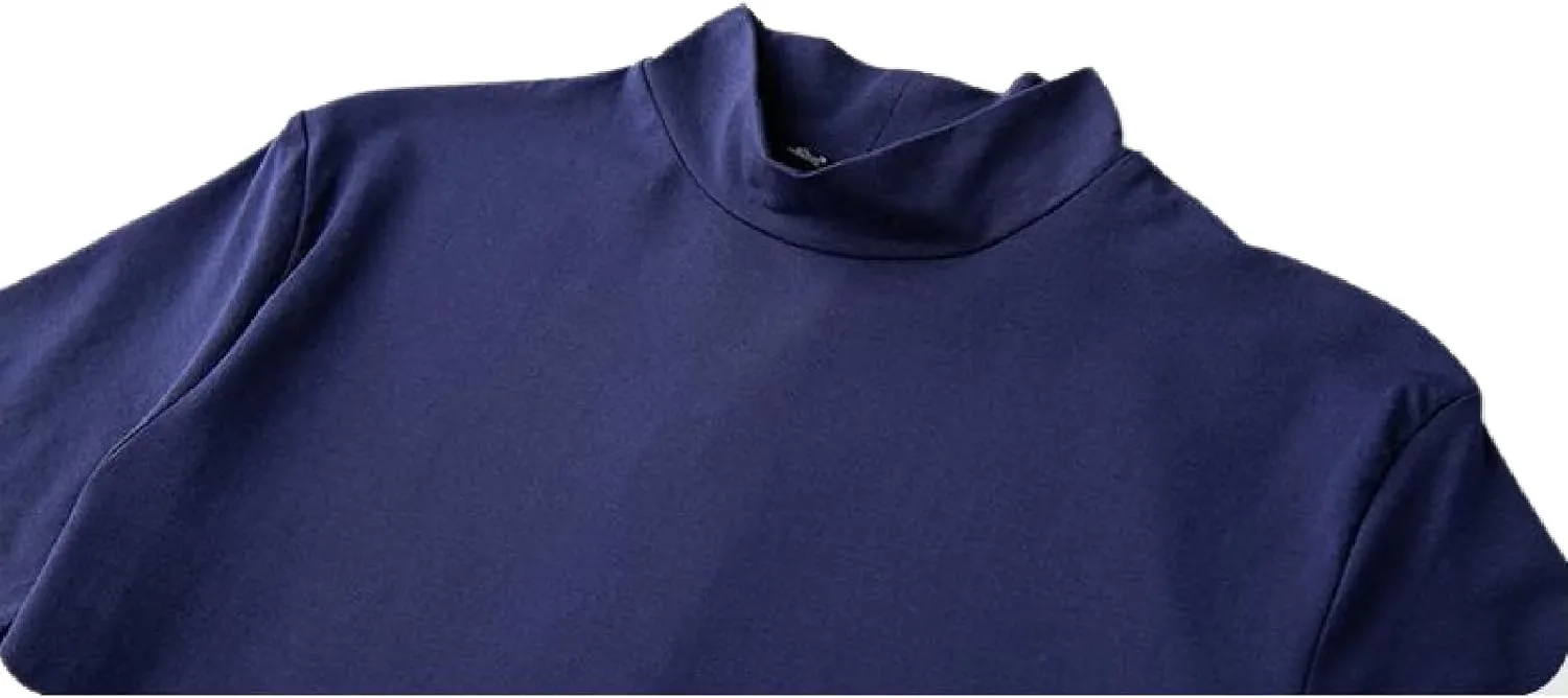 Rela Bota Mens Fashion T-Shirts Undershirts Thermal Underwear Tops Half Turtleneck Short Sleeve Slim Fit Basic Pullover Tees
