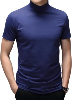 Rela Bota Mens Fashion T-Shirts Undershirts Thermal Underwear Tops Half Turtleneck Short Sleeve Slim Fit Basic Pullover Tees