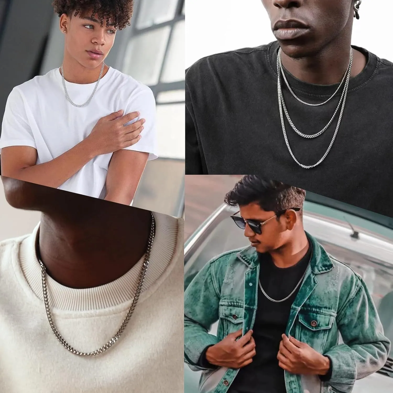 Reoxvo Cuban Link Chain for Men Stainless Steel Mens Necklaces 5mm Neck Chains Accessories Jewelry for Men 18/20/22/24/30 Inch