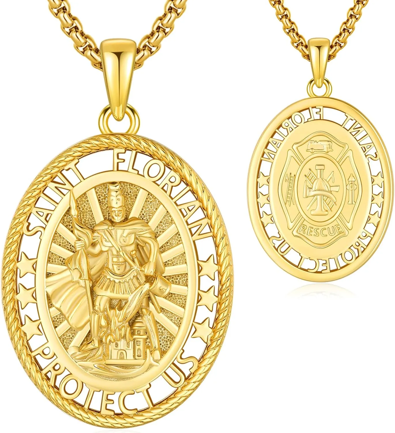 Saint Necklace for Men Women 925 Sterling Silver Patron Saint Medal Necklace St Amulet Protection Pendant Jewelry Gift