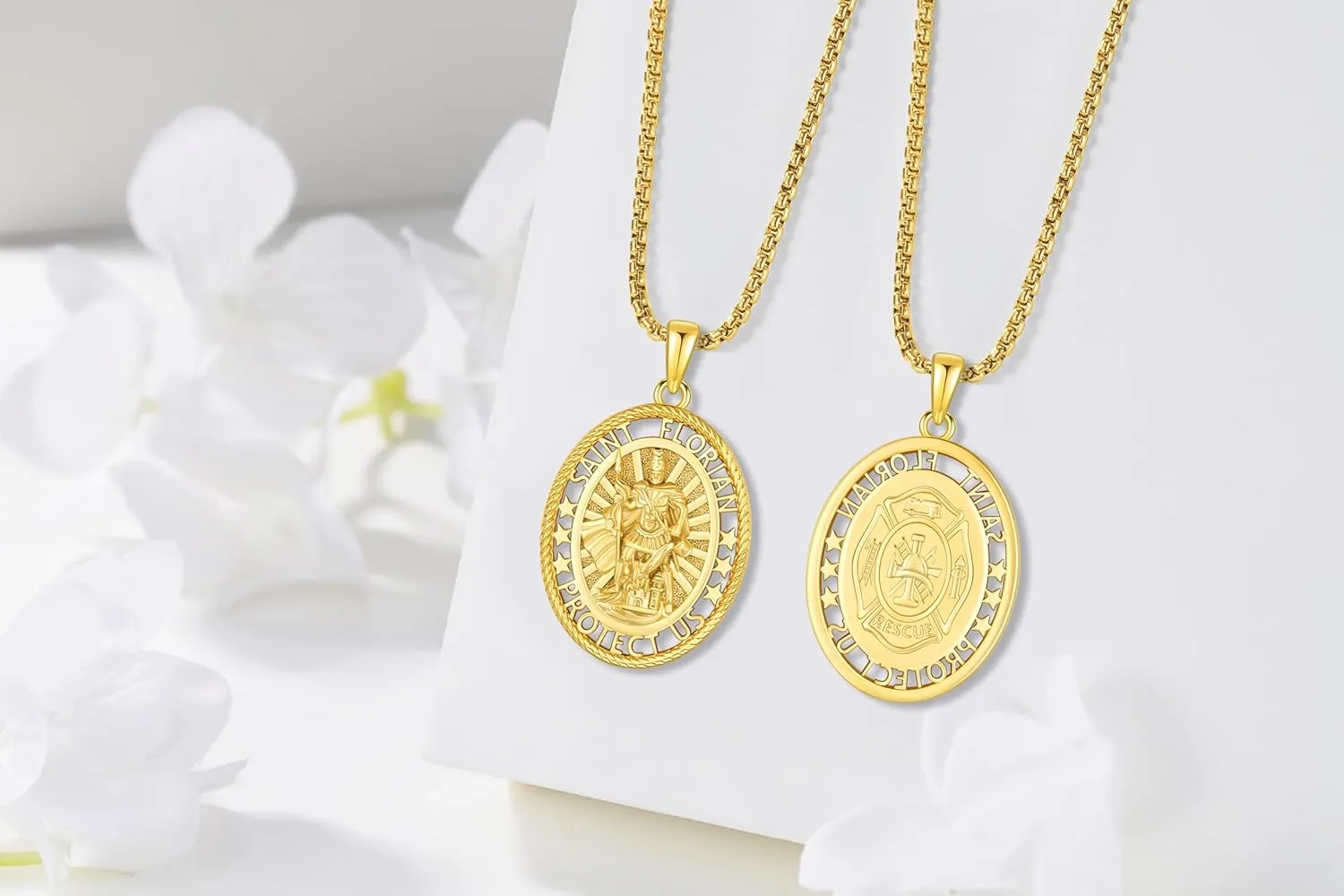 Saint Necklace for Men Women 925 Sterling Silver Patron Saint Medal Necklace St Amulet Protection Pendant Jewelry Gift