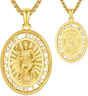 Saint Necklace for Men Women 925 Sterling Silver Patron Saint Medal Necklace St Amulet Protection Pendant Jewelry Gift