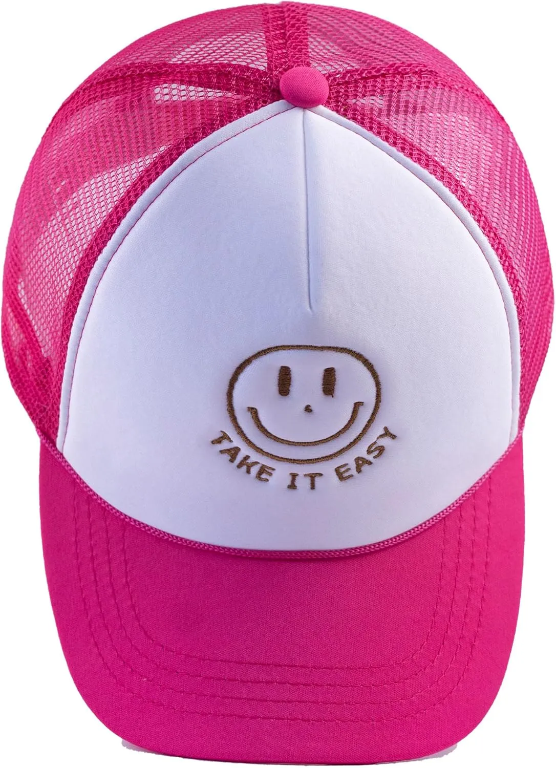 Smile Face Print Baseball Cap Trucker Mesh Hat Embroidered Snapback Hat