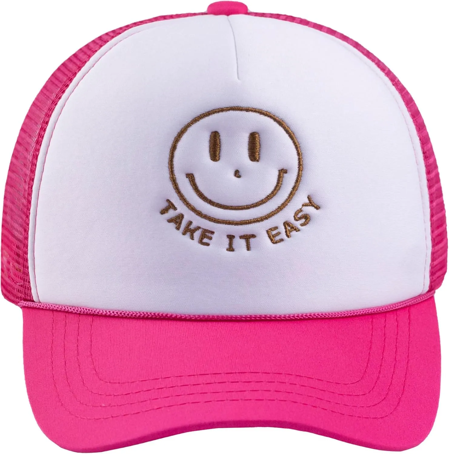 Smile Face Print Baseball Cap Trucker Mesh Hat Embroidered Snapback Hat