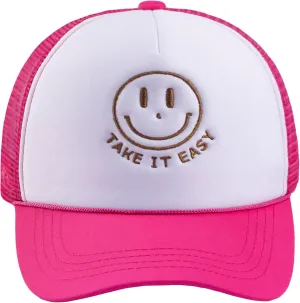 Smile Face Print Baseball Cap Trucker Mesh Hat Embroidered Snapback Hat