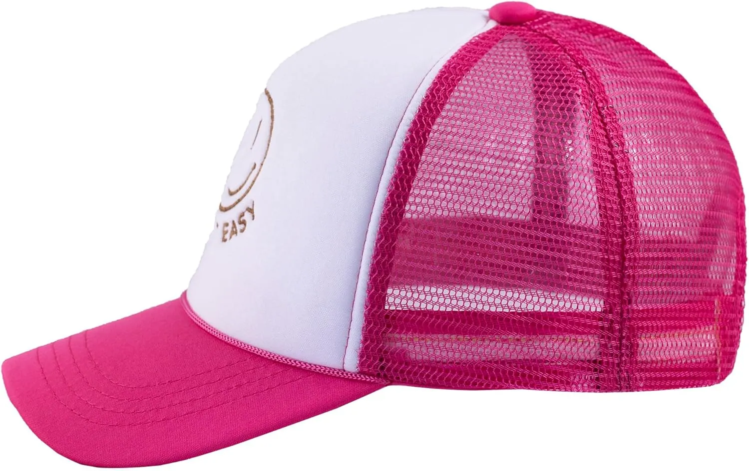 Smile Face Print Baseball Cap Trucker Mesh Hat Embroidered Snapback Hat