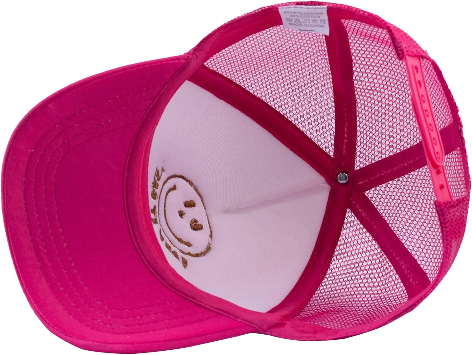 Smile Face Print Baseball Cap Trucker Mesh Hat Embroidered Snapback Hat