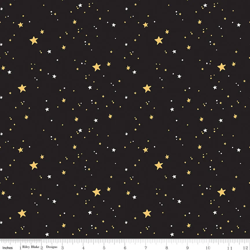 Sophisticated Halloween | Stars Black by My Mind's Eye for Riley Blake | C14623-BLACK