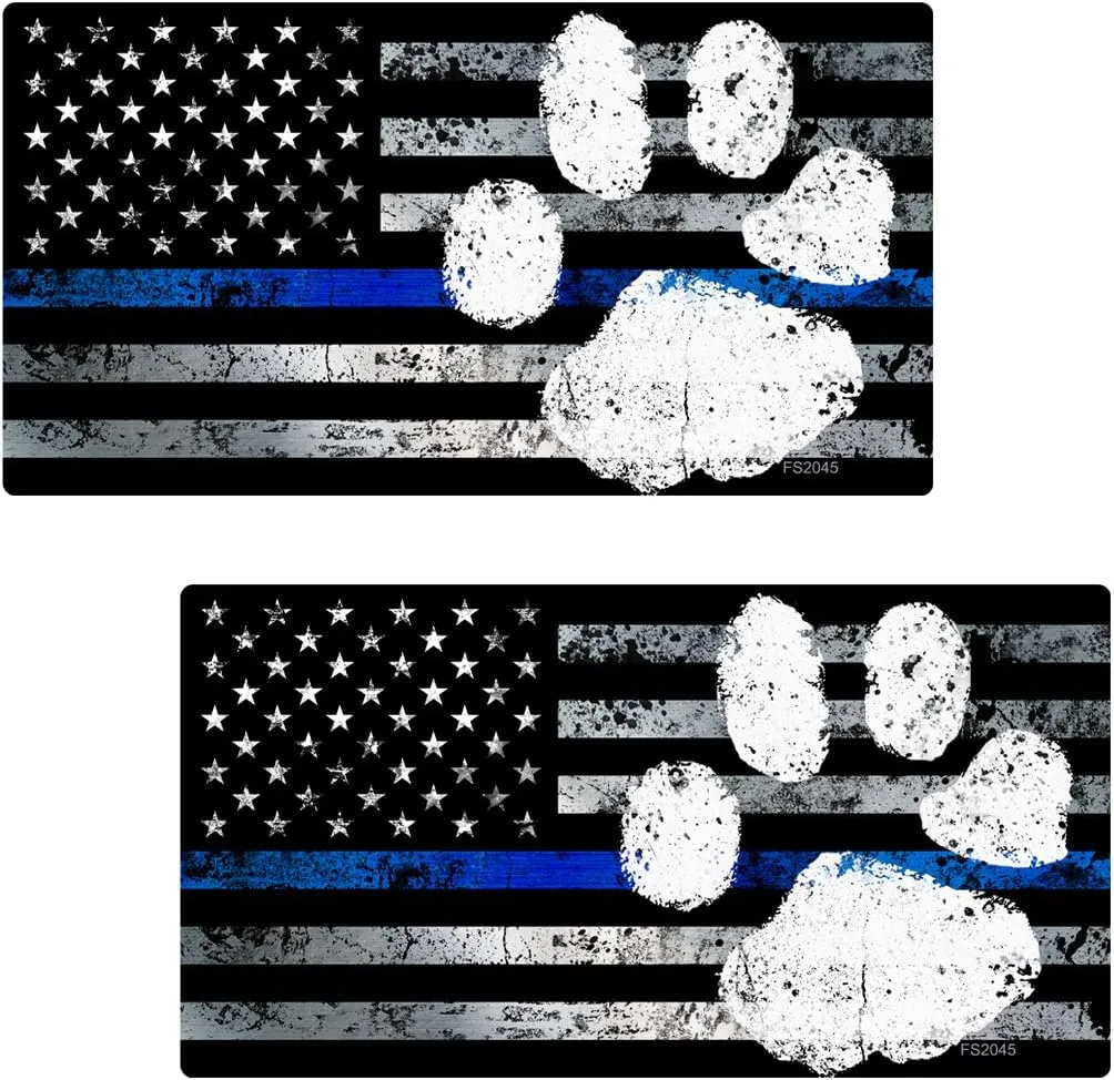 Thin Blue Line PAW Flag Sticker 2 Pack #FS2045