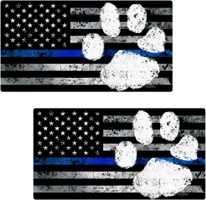 Thin Blue Line PAW Flag Sticker 2 Pack #FS2045