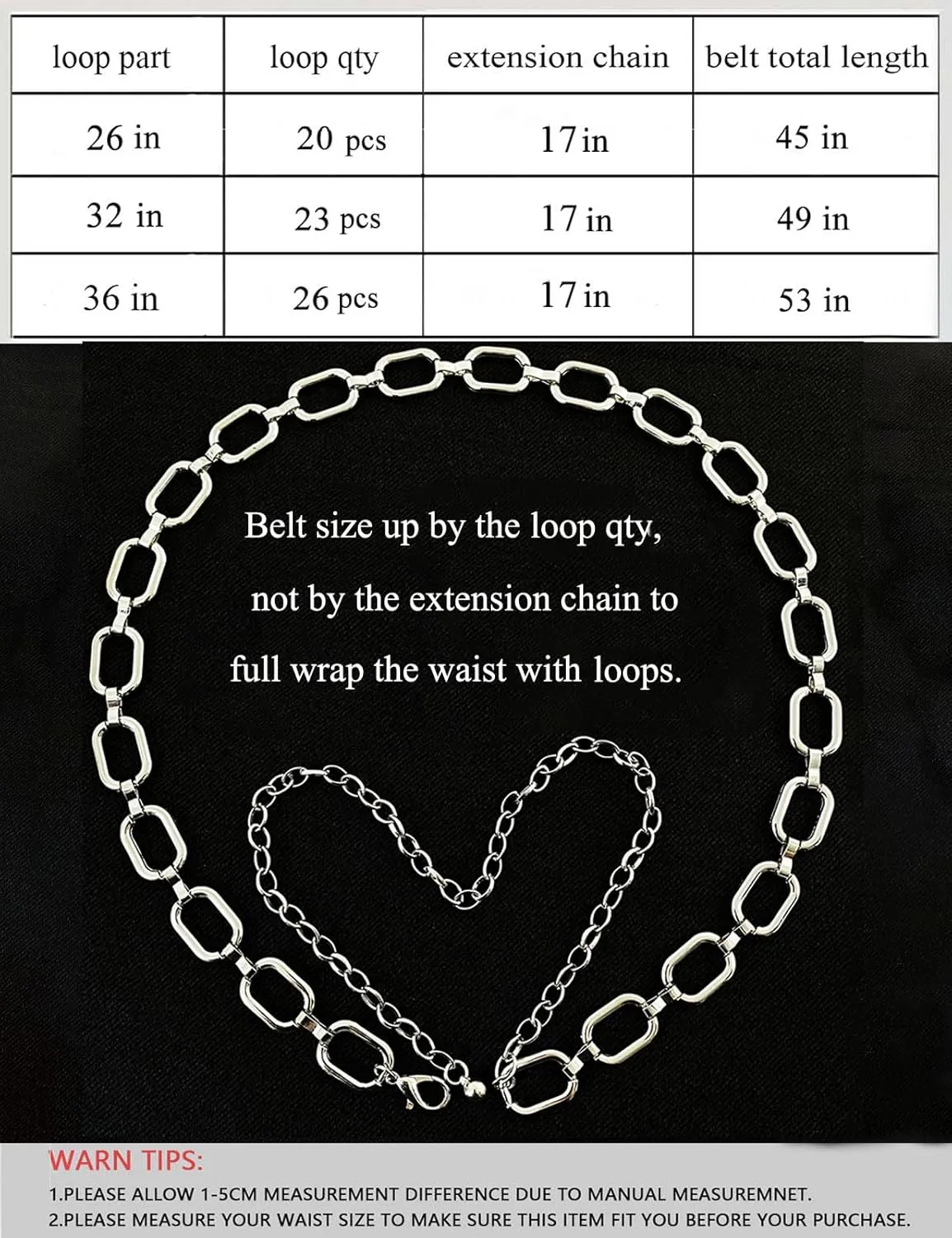 TOPACC Metal Link Chain Belt for Women Waist Chains Chunky Thick Chain Belt for Dresses Jeans
