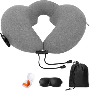Travel Pillow for Traveling, Travel Inflatable Neck Pillow for Airplane,Car,Bus,Train,Comfortably Head Supports(Gray)
