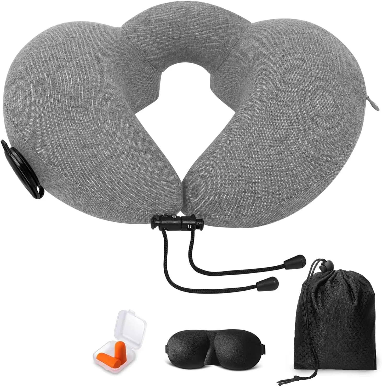 Travel Pillow for Traveling, Travel Inflatable Neck Pillow for Airplane,Car,Bus,Train,Comfortably Head Supports(Gray)