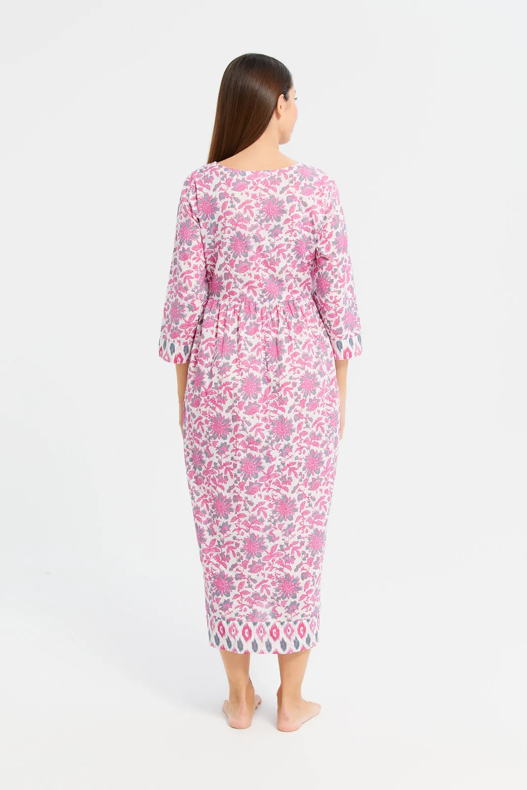 Women Pink Combo Nightgown