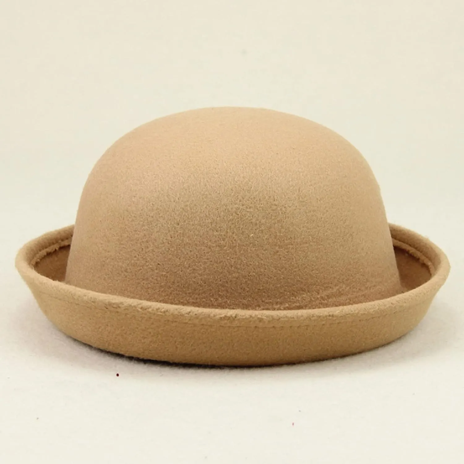 Womens Roll Up Brim Fedora Hats Elegant Adults Solid Hat Panama Bowler Hat Bucket Hat Mens Classic Wool Bowler