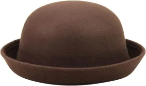 Womens Roll Up Brim Fedora Hats Elegant Adults Solid Hat Panama Bowler Hat Bucket Hat Mens Classic Wool Bowler