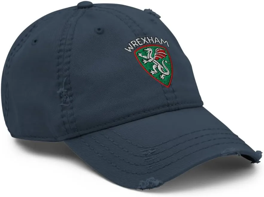 Wrexham AFC Minimalist Dragon Design Embroidered Distressed Dad Hat Soccer Football Cap