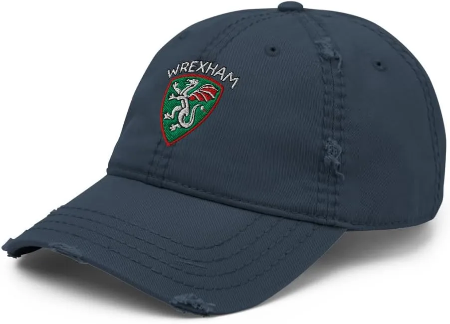 Wrexham AFC Minimalist Dragon Design Embroidered Distressed Dad Hat Soccer Football Cap