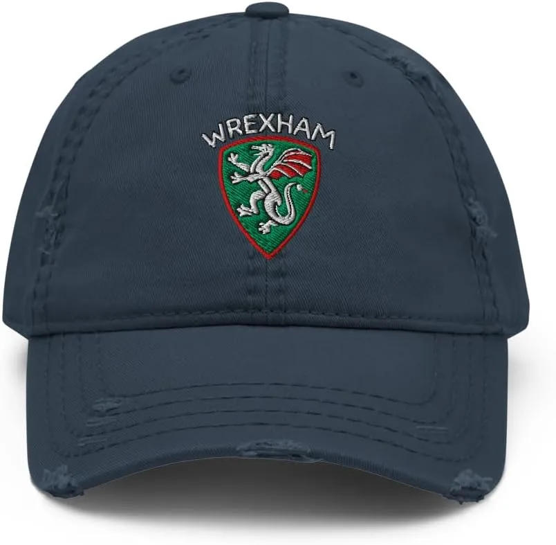 Wrexham AFC Minimalist Dragon Design Embroidered Distressed Dad Hat Soccer Football Cap
